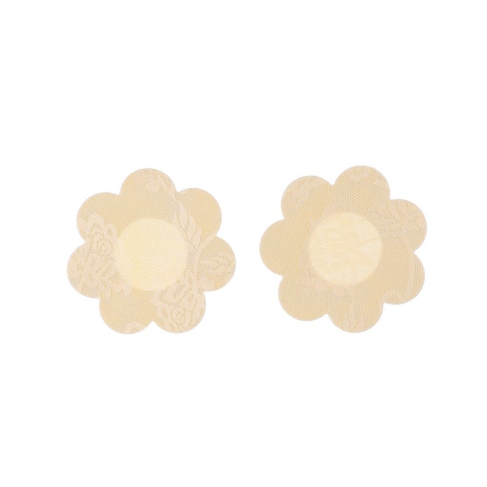 Lace Flower Petal Nipple Cover Pasties - Beige/Natural